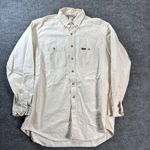 Carhartt Shirt Mens Large White Long Sleeve Button Up Rugged Outdoor Workwear